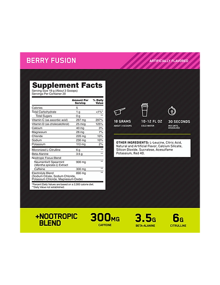 Optimum Nutrition Amped Pre-Workout 20 Serv
