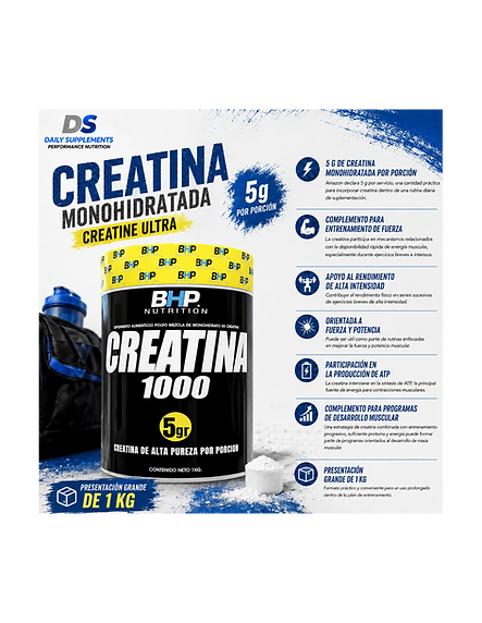 BHP Creatina Monohidratada 1 kg — 200 Serv