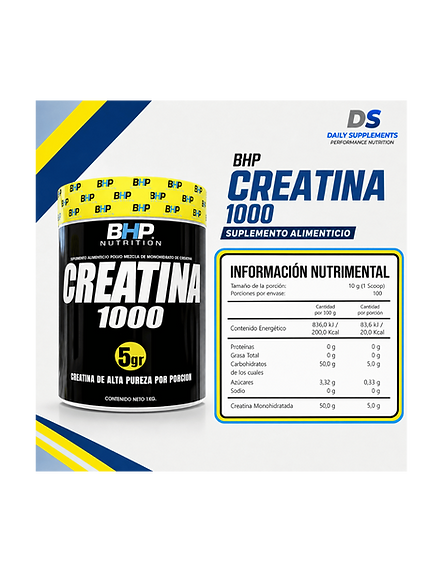 BHP Creatina Monohidratada 1 kg — 200 Serv